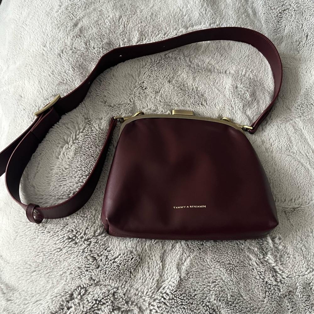Tammy & Benjamin Emma Burgundy Crossbody Bag with adjustable strap